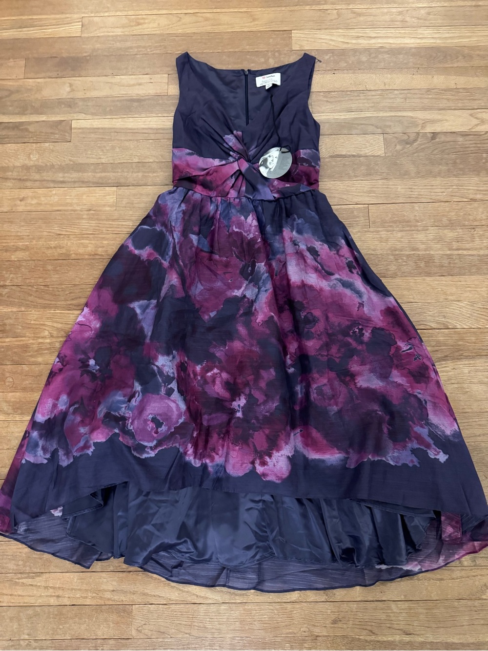 NWT Lela Rose for Neiman Marcus Women's Purple Floral High-Low Dress Size 2
 b2